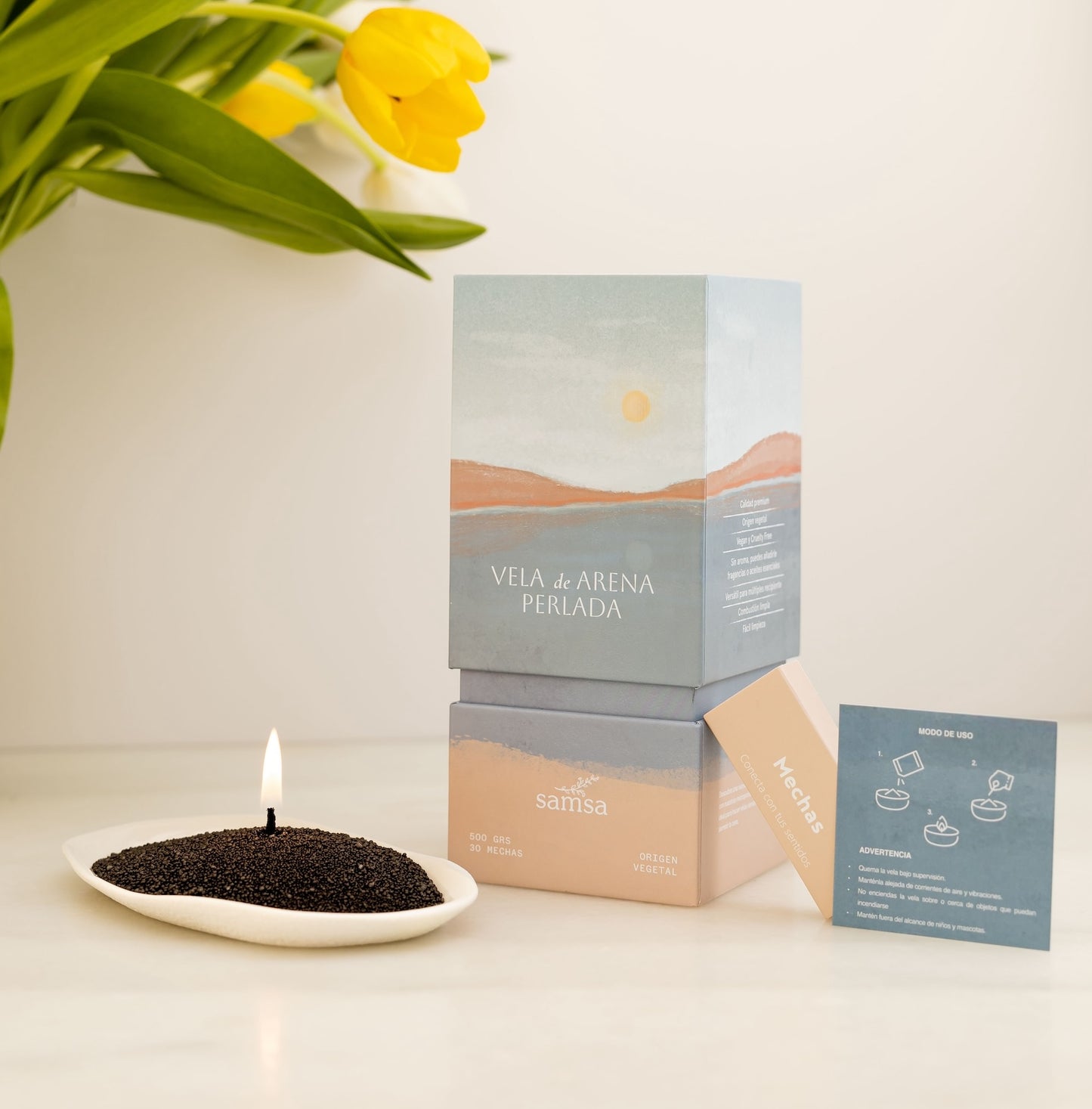 Kit Completo Caja Premium Vela de Arena + Recarga | Negra- Con encendedor de regalo!