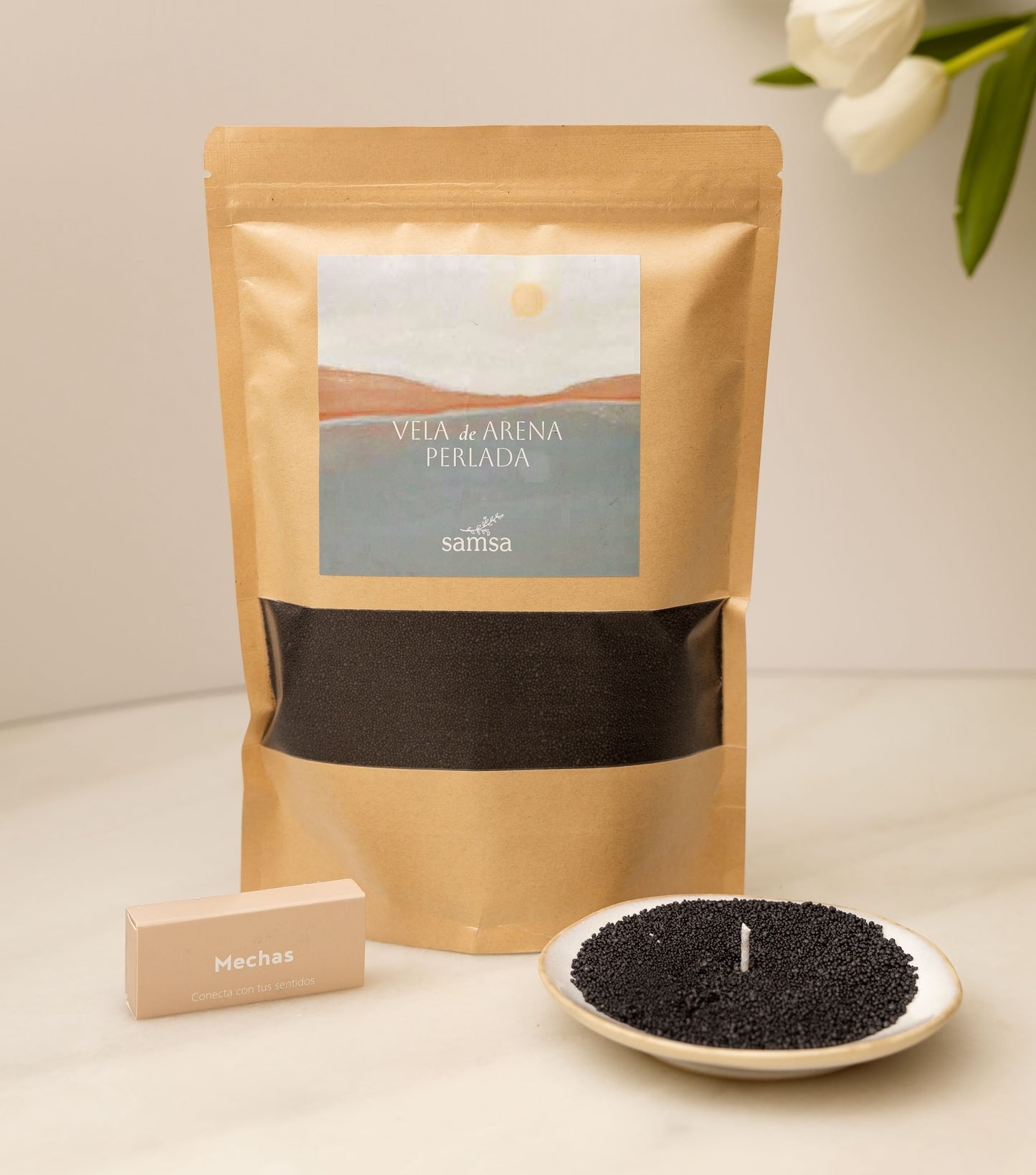 Kit Bolsa de Recarga Vela de Arena con Mechas | Negra