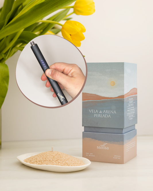 Caja Premium Vela de Arena Perlada x 500gr Arena + Encendedor 50%OFF